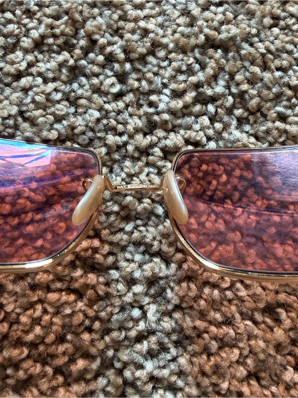 RAY-BAN 1971 Square Pink Lens Gold Frame - Picture 9 of 9
